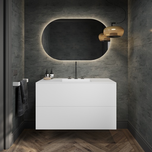 Gaia Corian® - Ensemble meuble et vasque Corian® _ 2 tiroirs superposés